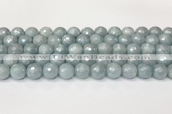 CAQ928 15 inches 10mm faceted round AB-color imitation aquamarine beads