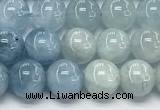 CAQ936 15 inches 8mm round aquamarine gemstone beads