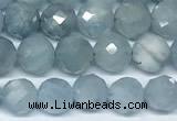 CAQ945 15 inches 6mm faceted round aquamarine beads