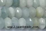 CAQ953 15 inches 6*8mm faceted rondelle aquamarine beads