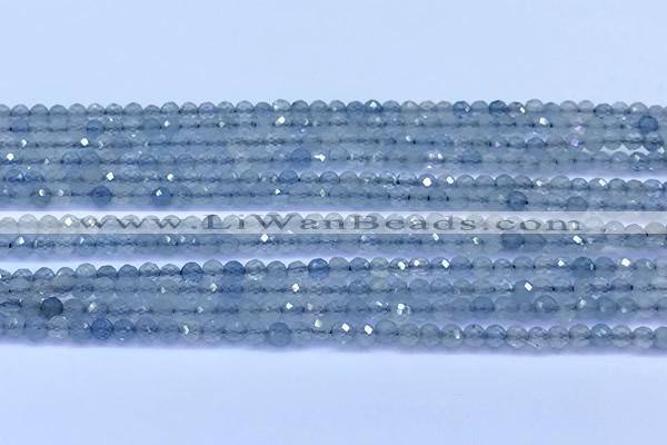 CAQ961 15 inches 3mm faceted round aquamarine beads