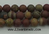 CAR360 15.5 inches 4mm round matte red artistic jasper beads