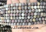 CAR370 15.5 inches 4mm round matte artistic jasper beads wholesale