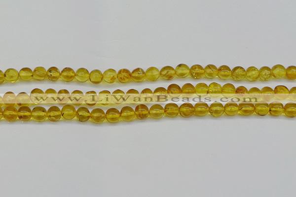 CAR551 15.5 inches 6mm - 7mm round natural amber beads wholesale