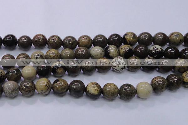 CAR56 15.5 inches 16mm round yellow artistic jasper beads