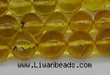 CAR564 15.5 inches 9mm - 10mm round natural amber beads wholesale