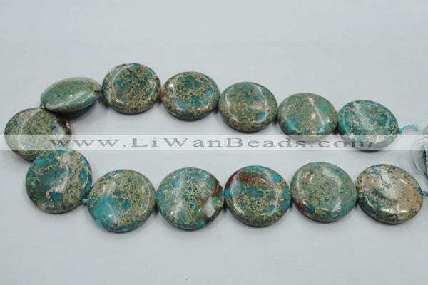 CAT08 15.5 inches 30mm flat round natural aqua terra jasper beads