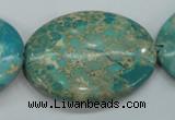 CAT101 15.5 inches 30*40mm oval dyed natural aqua terra jasper beads