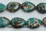 CAT11 15.5 inches 13*18mm flat teardrop natural aqua terra jasper beads