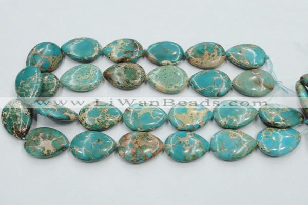 CAT14 15.5 inches 22*30mm flat teardrop natural aqua terra jasper beads