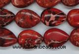 CAT174 15.5 inches 13*18mm flat teardrop dyed natural aqua terra jasper beads