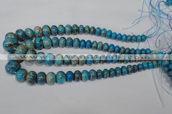 CAT302 15.5 inches 7*10mm – 15*20mm rondelle dyed aqua terra jasper beads