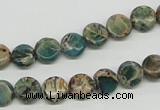 CAT5007 15.5 inches 8mm flat round natural aqua terra jasper beads