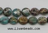 CAT5008 15.5 inches 10mm flat round natural aqua terra jasper beads