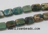 CAT5014 15.5 inches 8*10mm rectangle natural aqua terra jasper beads