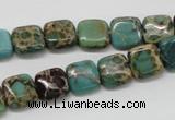 CAT5018 15.5 inches 10*10mm square natural aqua terra jasper beads