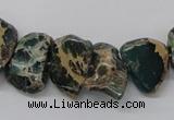 CAT5020 15.5 inches 15*12mm nuggets natural aqua terra jasper chip beads