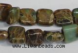 CAT5037 15.5 inches 6*6mm square natural aqua terra jasper beads