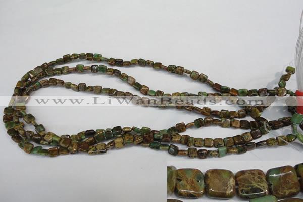 CAT5037 15.5 inches 6*6mm square natural aqua terra jasper beads