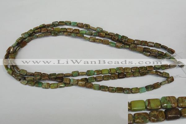 CAT5039 15.5 inches 6*8mm rectangle natural aqua terra jasper beads