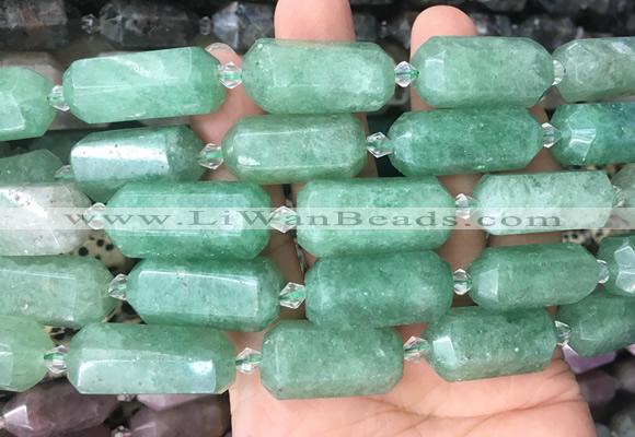 CBBS11 15 inches 11*25mm - 14*28mm hexahedral prism green strawberry quartz beads