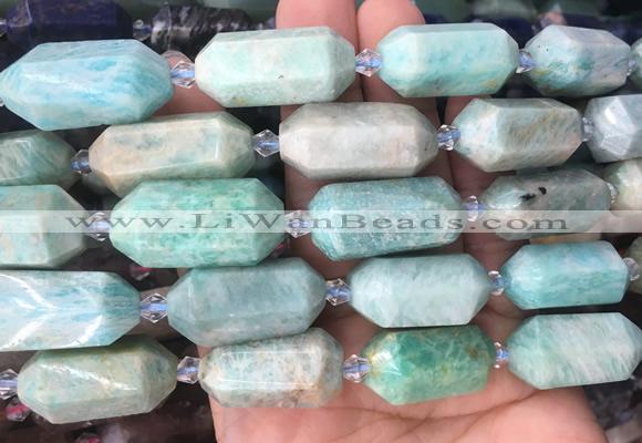 CBBS12 15 inches 11*25mm - 14*28mm hexahedral prism amazonite beads