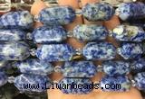 CBBS16 15 inches 11*25mm - 14*28mm hexahedral prism blue spot jasper beads