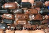 CBBS19 15 inches 11*25mm - 14*28mm hexahedral prism mahogany obsidian beads