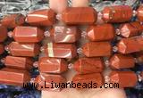 CBBS20 15 inches 11*25mm - 14*28mm hexahedral prism red jasper beads