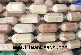 CBBS25 15 inches 11*25mm - 14*28mm hexahedral prism pink jasper beads