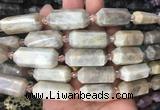 CBBS27 15 inches 11*25mm - 14*28mm hexahedral prism moonstone beads