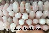 CBBS33 15 inches 12*25mm - 14*28mm hexahedral prism rose quartz beads