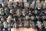 CBBS37 15 inches 12*25mm - 14*28mm hexahedral prism red snowflake obsidian beads