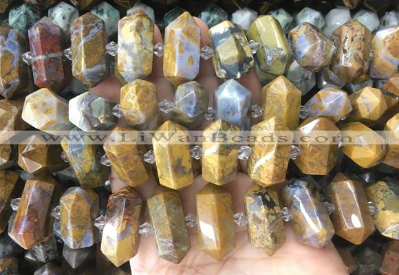 CBBS40 15 inches 12*25mm - 14*28mm hexahedral prism yellow jasper beads