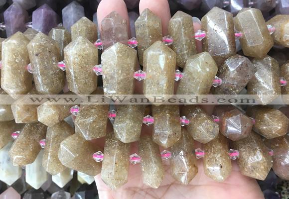 CBBS42 15 inches 12*25mm - 14*28mm hexahedral prism quartz beads