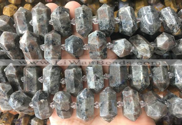 CBBS46 15 inches 12*25mm - 14*28mm hexahedral prism flame stone beads