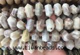 CBBS49 15 inches 12*25mm - 14*28mm hexahedral prism moonstone beads