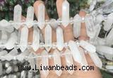 CBBS55 15 inches 8*30mm - 9*33mm hexahedral prism white crystal beads