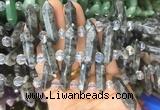 CBBS61 15 inches 8*30mm - 9*33mm hexahedral prism black labradorite beads