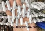 CBBS64 15 inches 8*30mm - 9*33mm hexahedral prism white howlite beads