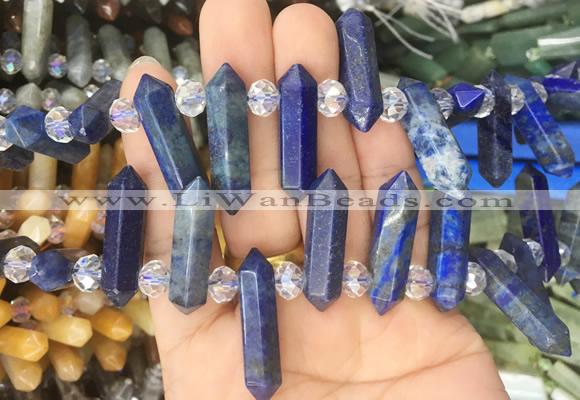 CBBS66 15 inches 8*30mm - 9*33mm hexahedral prism lapis lazuli beads