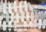 CBBS68 15 inches 8*30mm - 9*33mm hexahedral prism white crystal beads