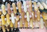 CBBS70 15 inches 8*30mm - 9*33mm hexahedral prism yellow aventurine beads