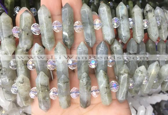 CBBS72 15 inches 8*30mm - 9*33mm hexahedral prism labradorite beads