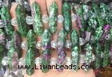 CBBS76 15 inches 8*30mm - 9*33mm hexahedral prism ruby zoisite beads