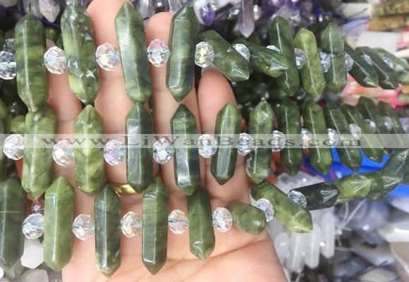 CBBS80 15 inches 8*30mm - 9*33mm hexahedral prism taiwan jade beads