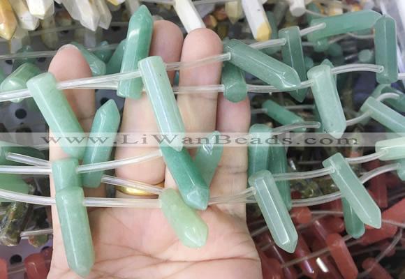 CBBS86 15 inches 8*30mm - 8*32mm hexahedral prism green aventurine beads