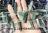 CBBS96 15 inches 8*30mm - 8*32mm hexahedral prism green rabbit hair beads