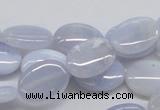 CBC10 15.5 inches 13*18mm oval blue chalcedony beads wholesale