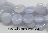 CBC12 15.5 inches 12mm flat round blue chalcedony beads wholesale